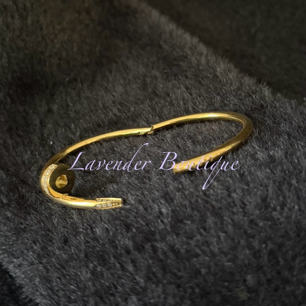 New Gold Plated Stainless Steel Screwdriver Love & Nail Un Clue Bangle Bracelet - Picture 6 of 9